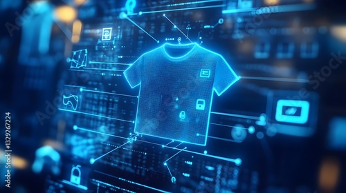 Digital Blue T Shirt Design on a Futuristic Tech Background