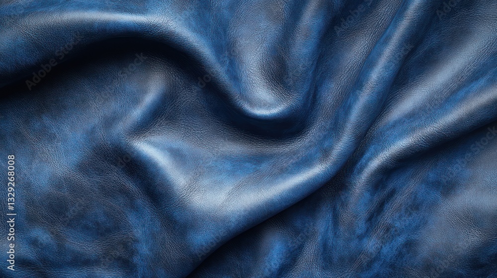 Close-up of textured blue fabric with wrinkles and folds.