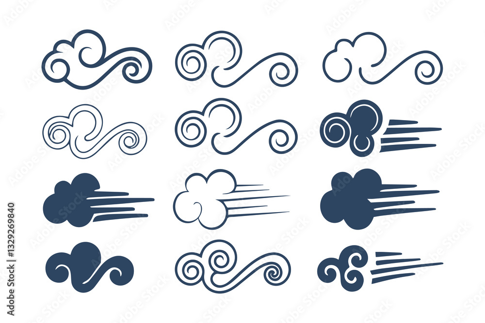 Hand Drawn Doodle Wind and Air Motion Sketch Set. Abstract Swirls, Smoke Flow, and Line Art Elements Vector Graphic Clipart Isolated Illustration Hand Drawn Doodle Wind and Air Motion Sketch Set. Abstract Swirls, Smoke Flow, and Line Art Elements Vector Graphic Clipart Isolated Illustration