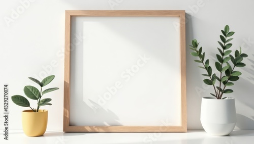 Whitewashed wood frame against white wall Ready for your image , frame, cleanliness, interior