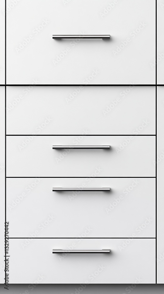 White Cabinet with Four Drawers and Silver Handles White Cabinet with Four Drawers and Silver Handles