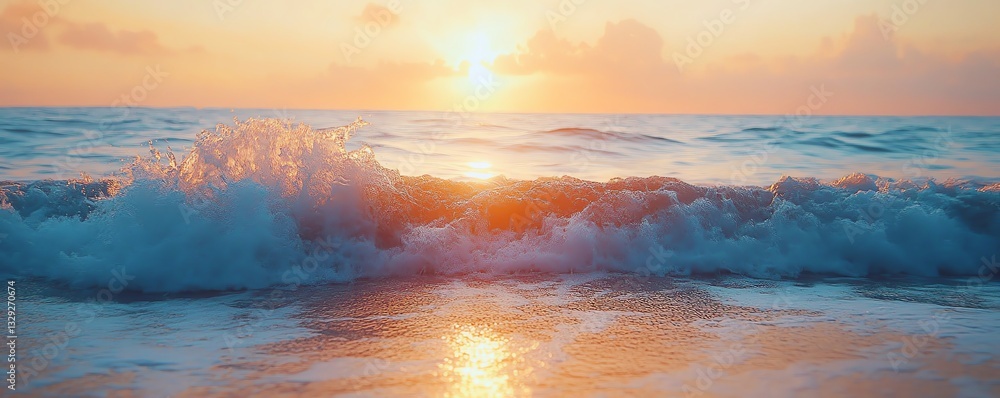 Fototapeta premium A calming ocean wave crashing onto the shore, representing inner peace