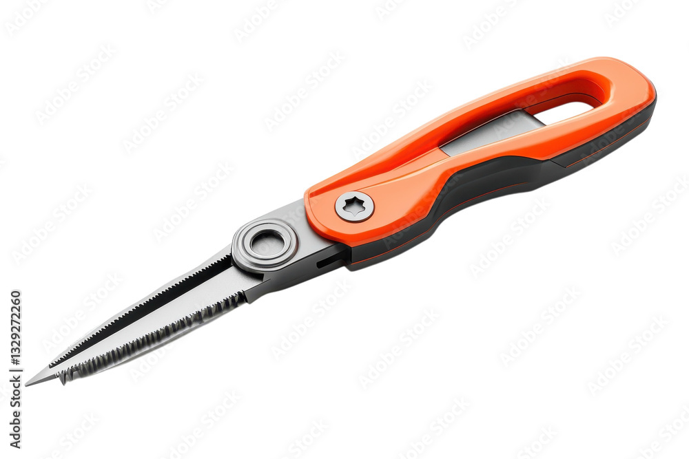 A Sleek, Orange-handled Cutting Tool, Precision-engineered For Effortless Cutting And Featuring A Comfortable Ergonomic Grip Against A Clean Isolated on Transparent Background A Sleek, Orange-handled Cutting Tool, Precision-engineered For Effortless Cutting And Featuring A Comfortable Ergonomic Grip Against A Clean Isolated on Transparent Background