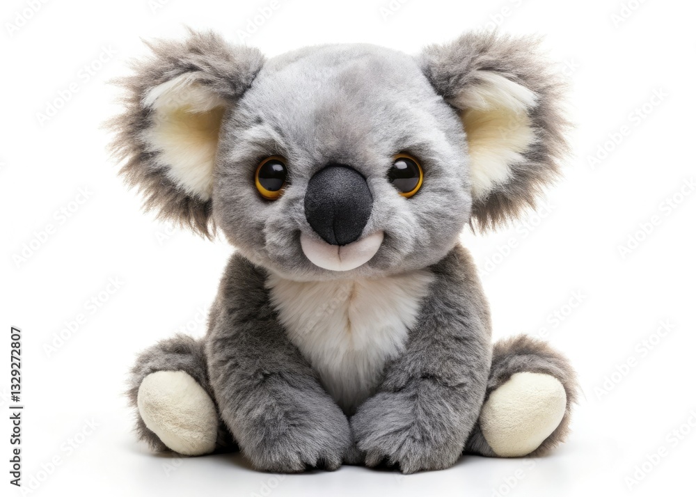 Obraz premium Adorable koala plush, a soft and cuddly baby toy. Perfectly showcased against a white backdrop.