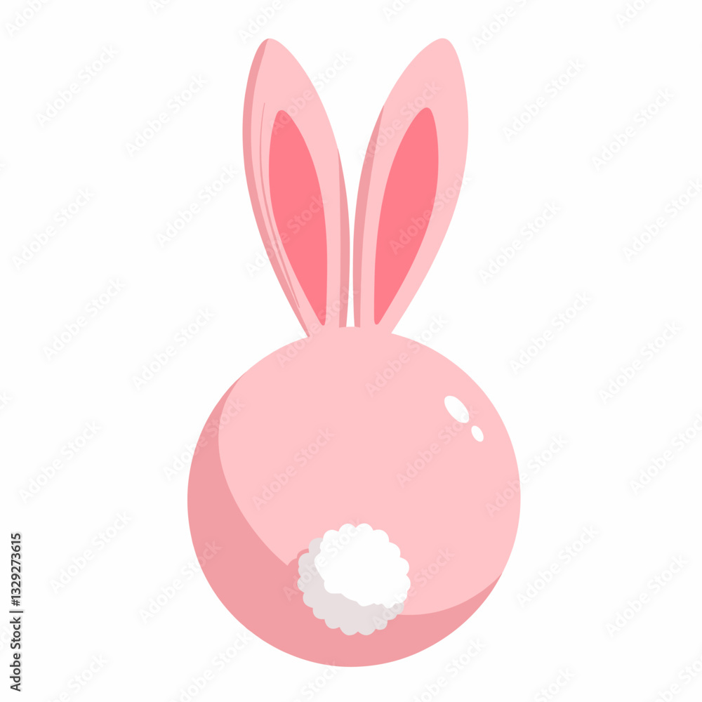 Fototapeta premium Cute bunny tail illustration on white background, playful design