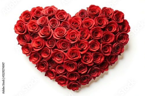 AI-generated:  Red roses form a stunning heart in this aerial view, showcasing romantic floral photography at its finest.