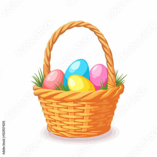 Colorful easter basket filled with eggs, joyful spring celebration