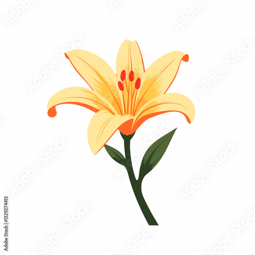Vibrant easter lily illustration on white background, spring decoration