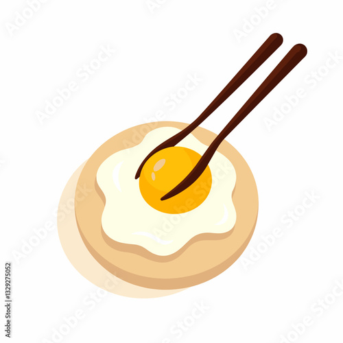 Egg tongs grasping yolk, flat vector design