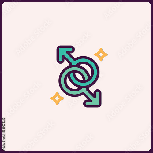 Intertwined male symbols illustration representing collaboration and togetherness