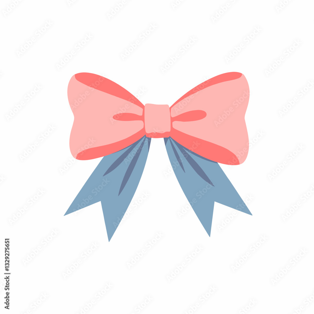 Pastel ribbon illustration on white background, celebration concept