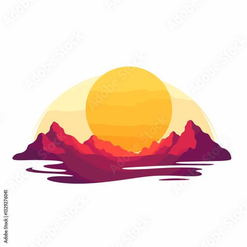 Sunrise over mountains with calm waters, new beginnings