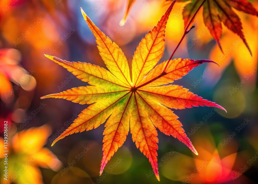 Autumn sunlight bathes vibrant red Japanese maple leaves, showcasing intricate textures and bokeh in a shallow depth of field. Autumn sunlight bathes vibrant red Japanese maple leaves, showcasing intricate textures and bokeh in a shallow depth of field.