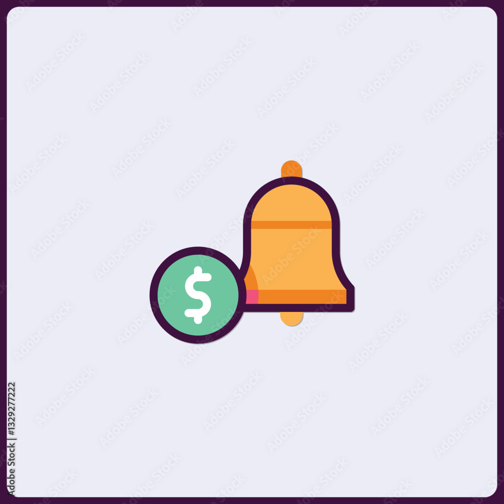 Fototapeta premium Financial Notification Icon: Dollar Symbol with Alert Bell, Financial Reminder