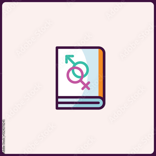 Symbolic gender equality learning guide through open book illustration