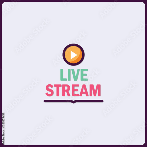 Vibrant live streaming graphic icon for broadcast promotion and web content