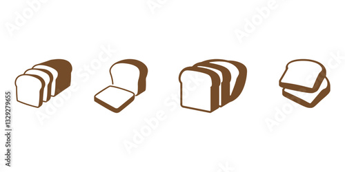Professional Sliced Bread Logo Icons Silhouette Vector Illustration