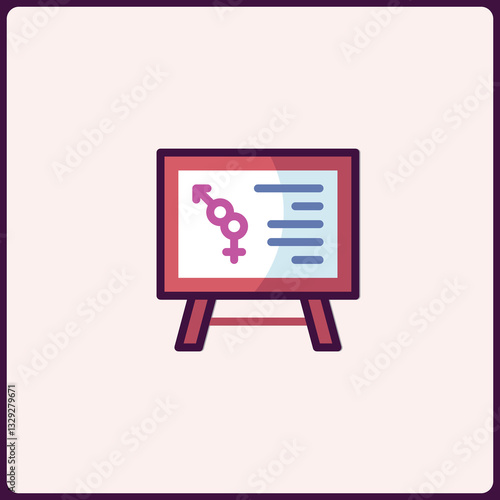 Presentation board displaying gender data analysis with visual statistics