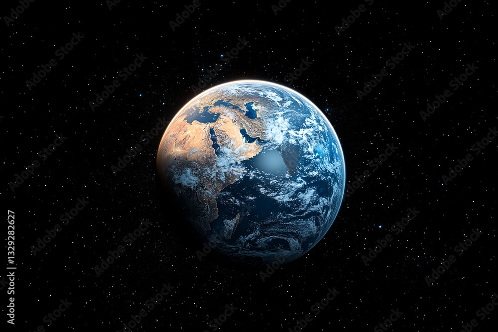 Blue planet floating in the cosmos with starry background Blue planet floating in the cosmos with starry background