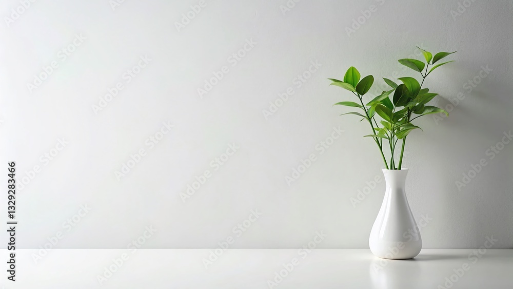 Elegant Empty Table with Vase and Plant: Perfect Product Display Background Elegant Empty Table with Vase and Plant: Perfect Product Display Background