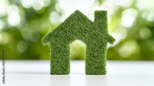 Obraz na płótnie Green eco house symbol made from lush grass on white background high resolution premium stock image for sustainable living and environmental concept w salonie