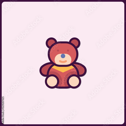 Flat design illustration of a cute and charming teddy bear icon