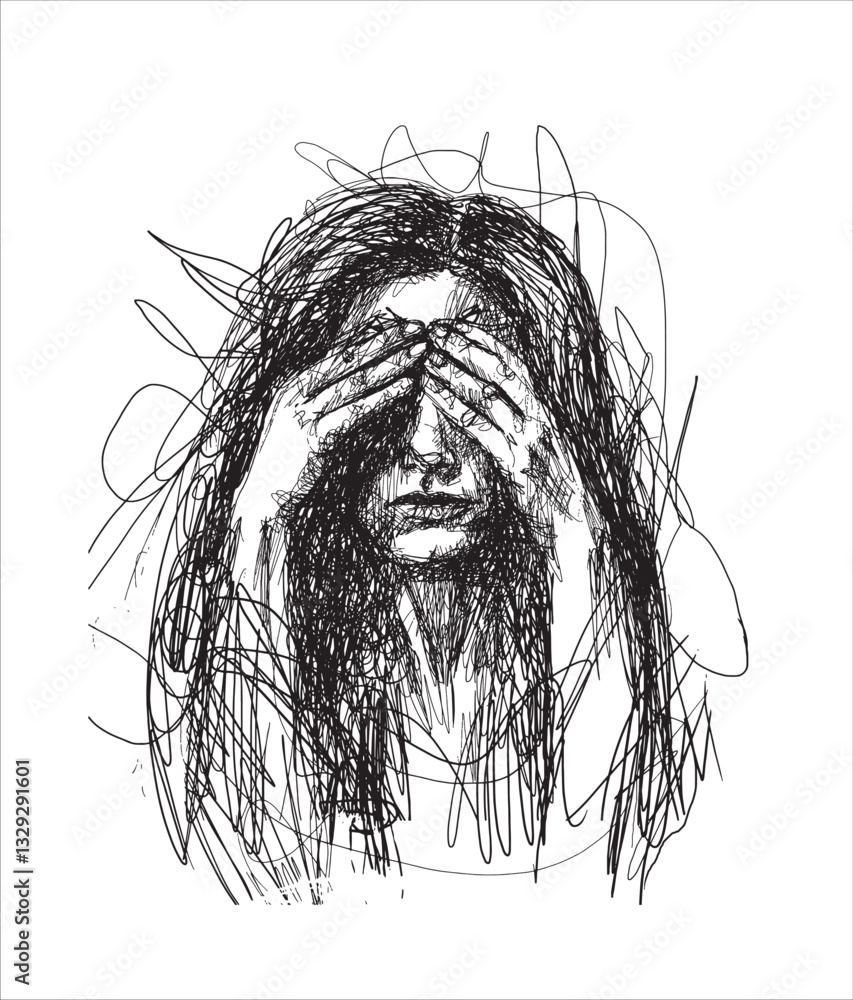 Εκτύπωση καμβά Sketch of female portrait