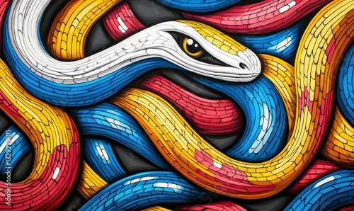 Wallpaper Mural A vibrant gathering of intertwined snakes showcases a mesmerizing display of color and serpentine curves. Torontodigital.ca