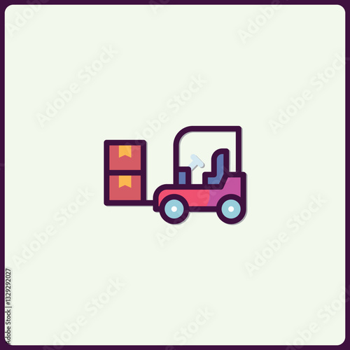 Stylized Forklift Transporting Boxes Illustration for Industrial Designs