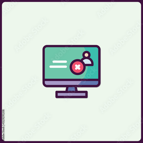 User account termination displayed on desktop computer monitor icon