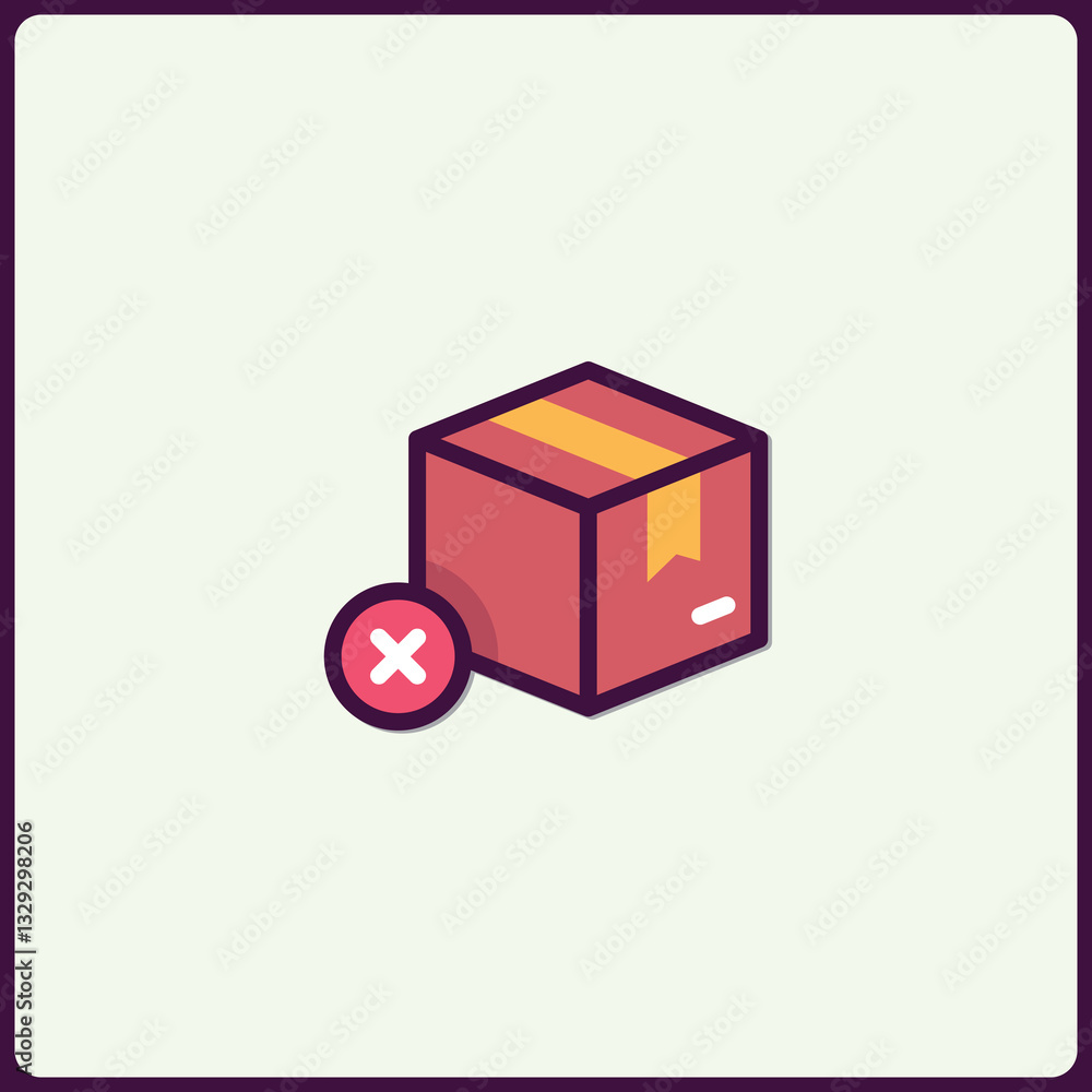 Obraz premium Rejected package icon indicating delivery issue with simple graphic style