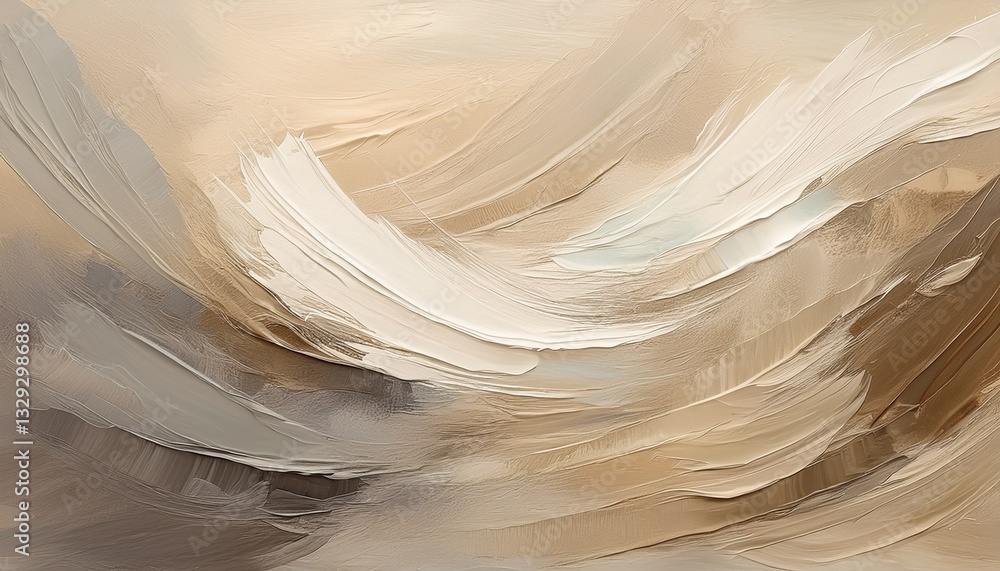 Obraz premium Imperfect hand-drawn brush strokes creating a textured background in neutral tones, adding depth and organic charm. 