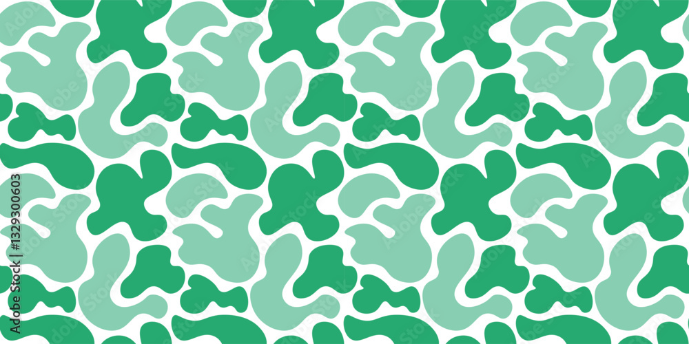 Seamless organic abstract camouflage pattern in green and light green with fluid shapes modern background for textile fabric wallpaper wrapping paper decor vector illustration Seamless organic abstract camouflage pattern in green and light green with fluid shapes modern background for textile fabric wallpaper wrapping paper decor vector illustration