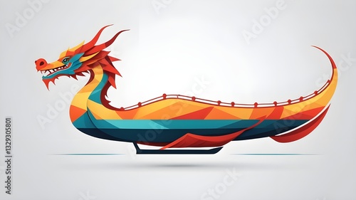 An illusory dragon boat at the Chinese Duanwu Festival