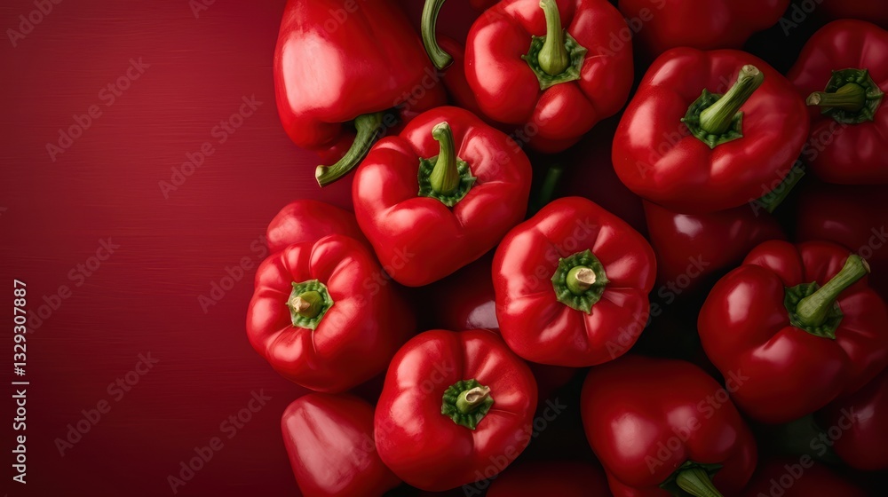 Fresh red bell peppers arranged on a vibrant background Fresh red bell peppers arranged on a vibrant background