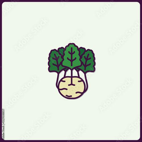 Isolated turnip graphic representation against a light background square frame