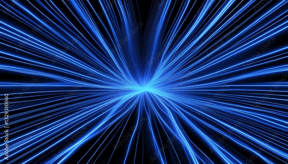 Fototapeta premium Electric blue lines pulse and dance over a deep black background, creating a dynamic and mesmerizing contrast that evokes energy and movement in a futuristic, electrifying display. 