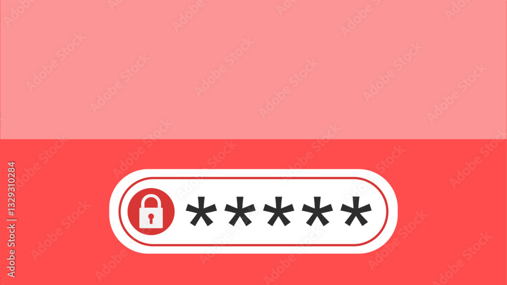 Cybersecurity background. A password input field with asterisks and a padlock icon, highlighted in red to indicate an access error or incorrect credentials Cybersecurity background. A password input field with asterisks and a padlock icon, highlighted in red to indicate an access error or incorrect credentials