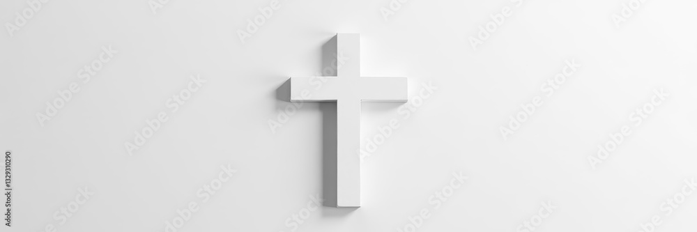 Crisp white cross, stark contrast on plain backdrop, abstract, white Crisp white cross, stark contrast on plain backdrop, abstract, white