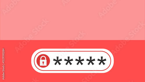 Cybersecurity background. A password input field with asterisks and a padlock icon, highlighted in red to indicate an access error or incorrect credentials