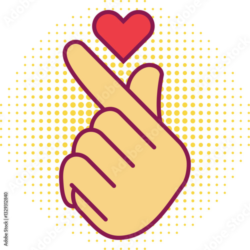 Vector korean heart hand gesture symbol