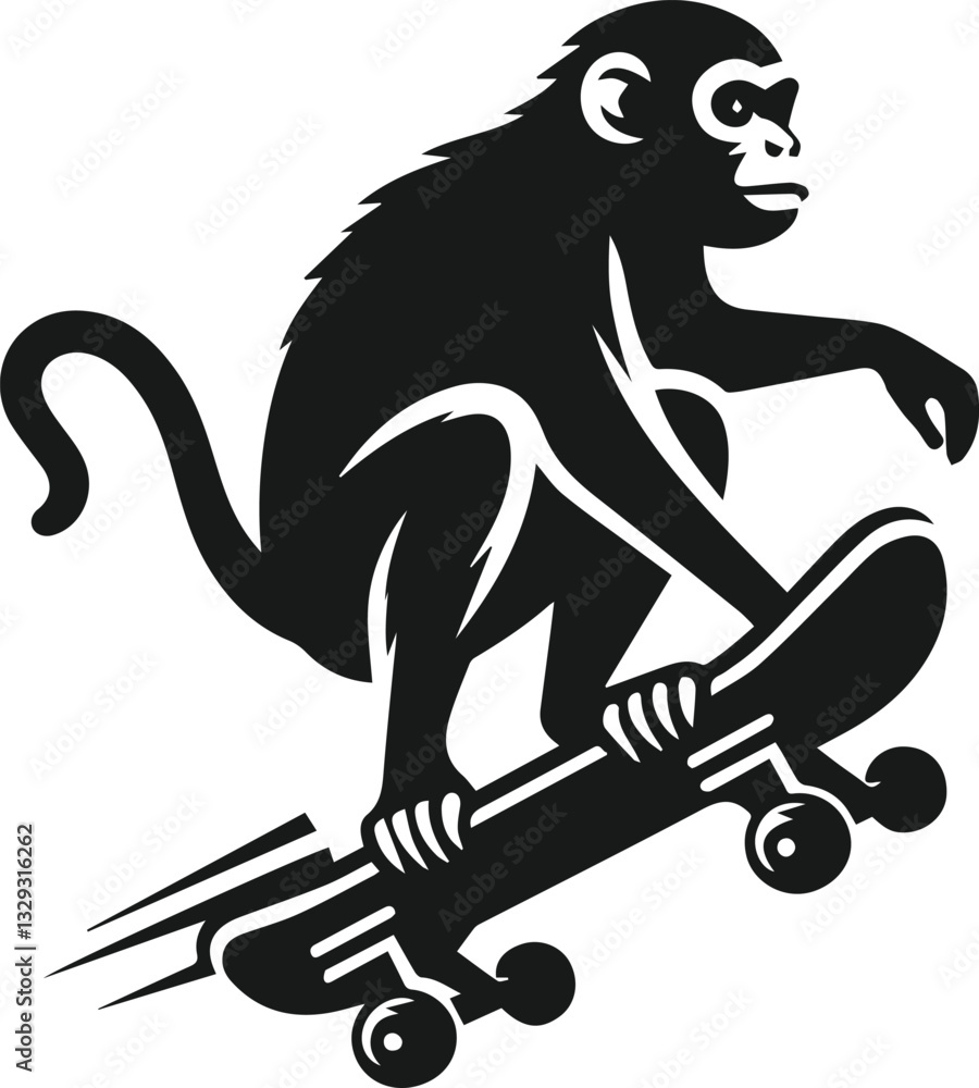 Fototapeta premium monkey riding a skateboard vector