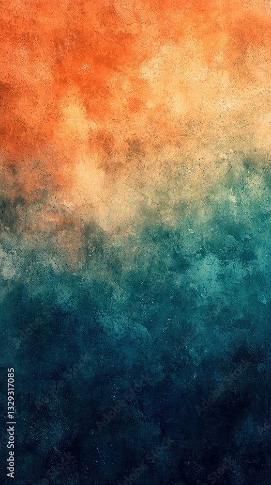 Obraz premium Dreamy gradient warm rust to serene teal with grainy texture