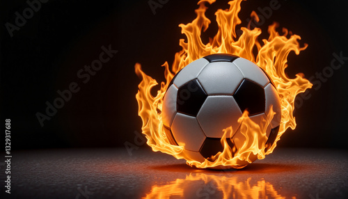 Wallpaper Mural Dynamic soccer ball engulfed in flames, showcasing passion and energy for sports marketing Torontodigital.ca