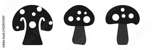 Mushroom vector silhouette image set. Eps 10.