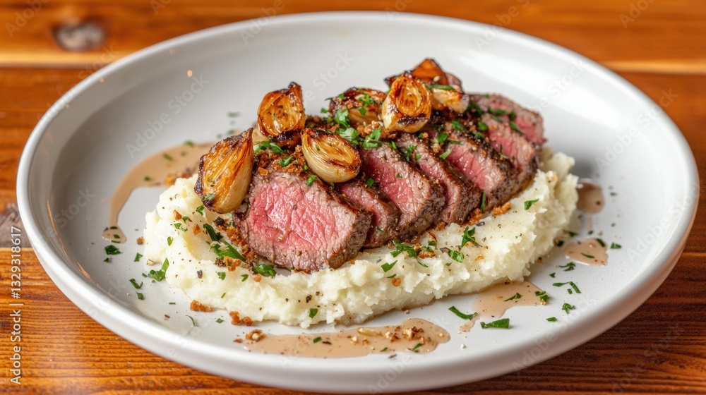 Seared steak with creamy mashed cauliflower Seared steak with creamy mashed cauliflower