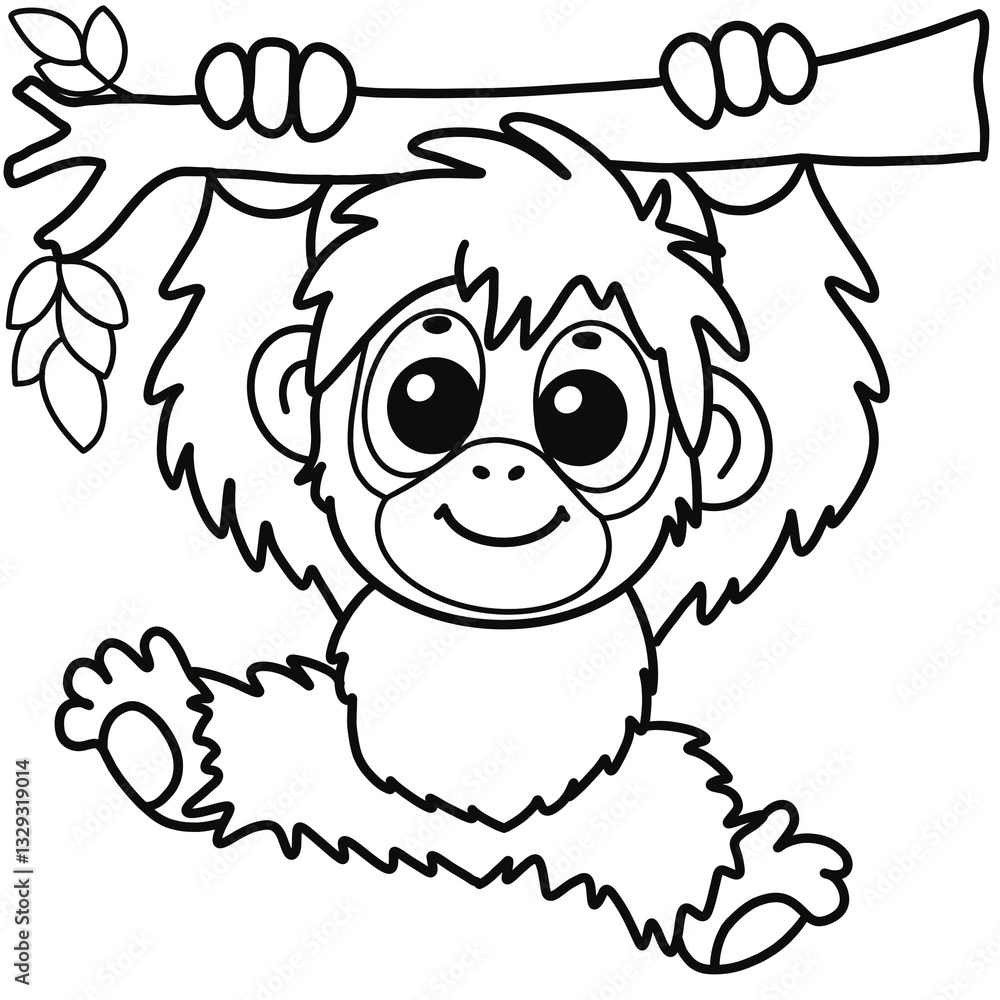 Orangutan animals clipart bw Orangutan animals clipart bw