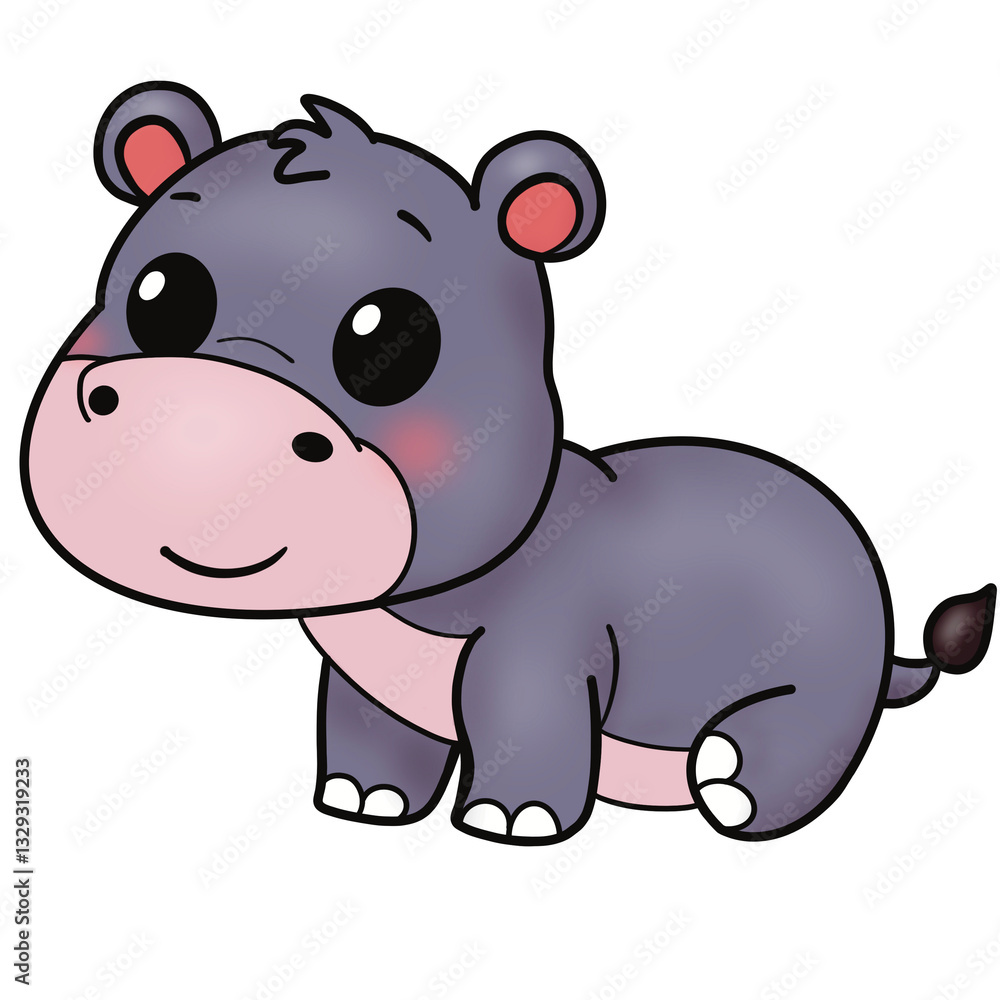 Fototapeta premium Hippopotamus Animal clipart A-Z color