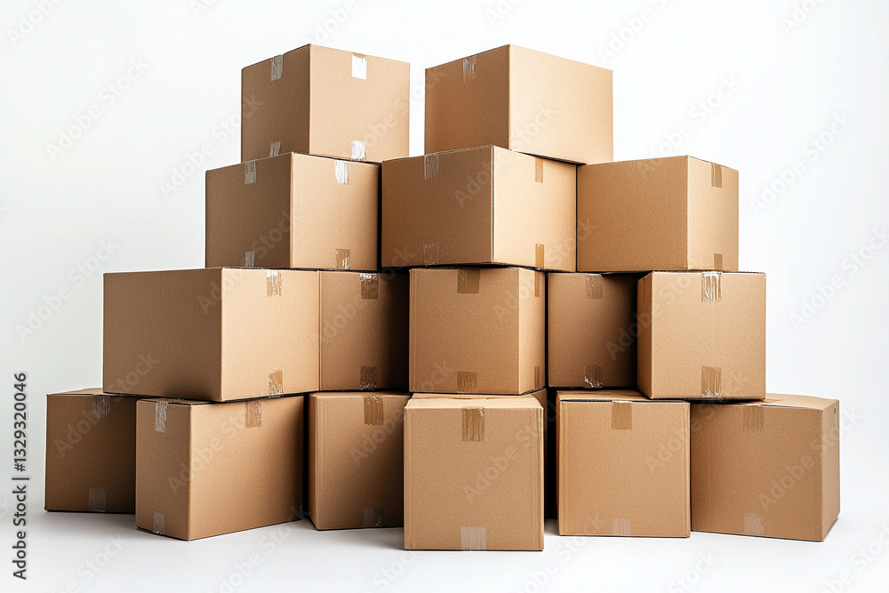 Stacked cardboard boxes in a warehouse storage area Stacked cardboard boxes in a warehouse storage area