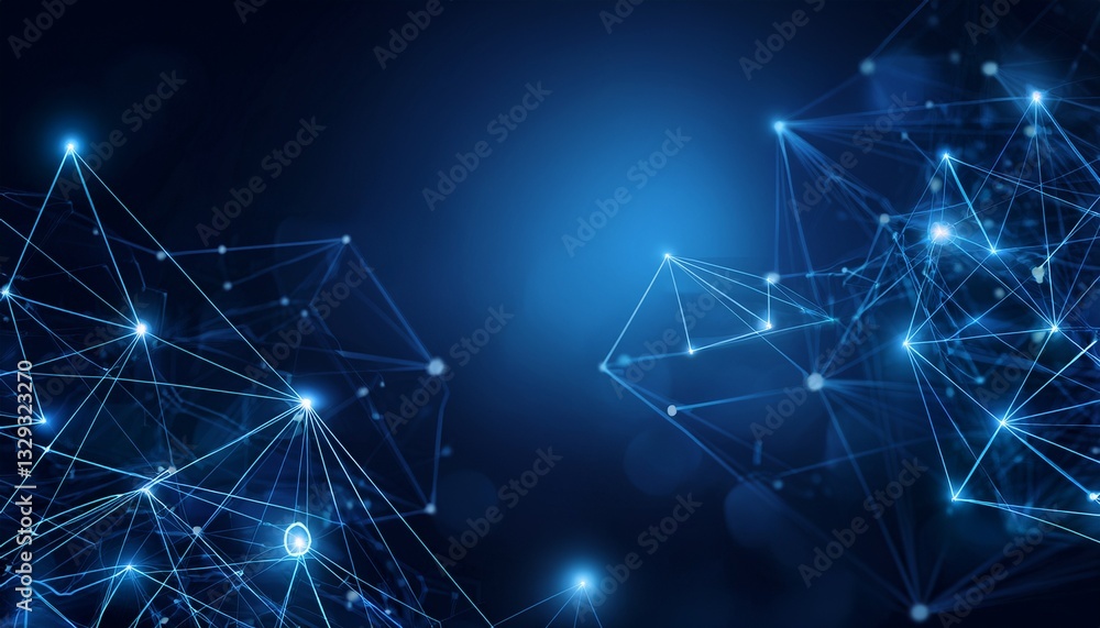 Blue technology background with network connections and digital data connection, web banner Blue technology background with network connections and digital data connection, web banner